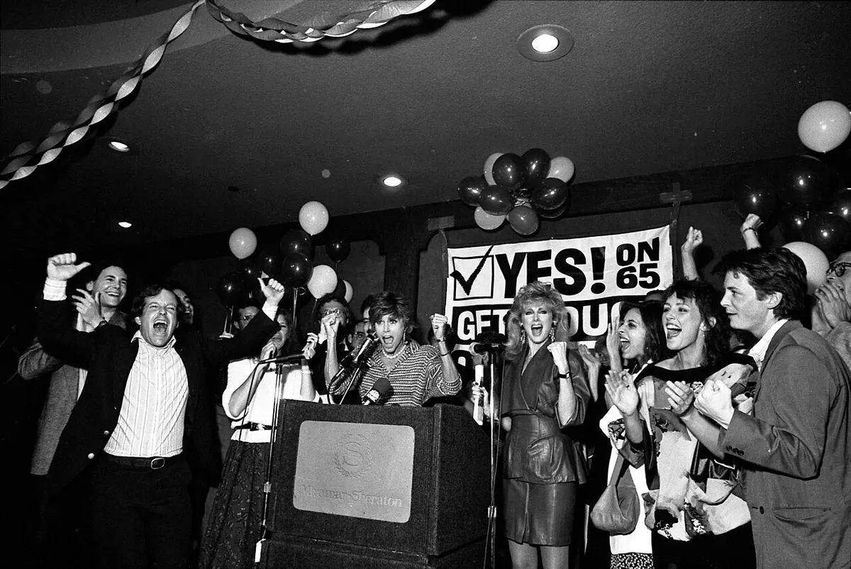 Jane Fonda Morgan Fairchild Michael J Fox