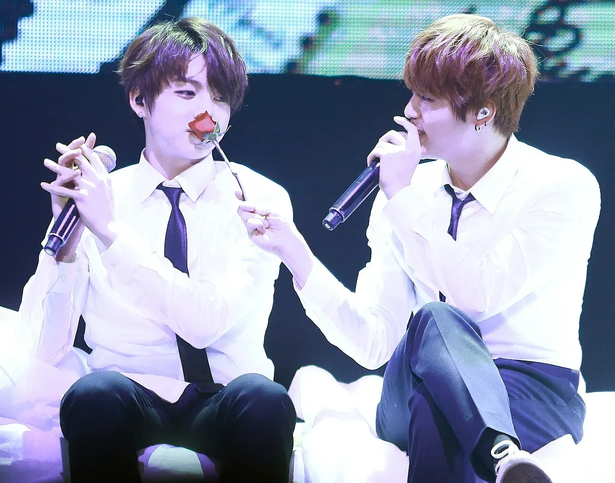 Jungkook and Jin during The Red Bullet tour